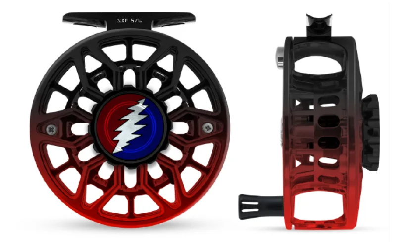 Abel SDF Reel - Grateful Dead Bolt - Black Red Fade Ported 5/6