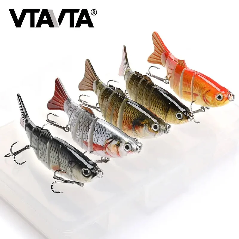 VTAVTA 5pcs Crankbait Fishing Lure Set with Tackle Box