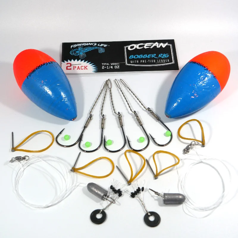 Ocean Bobber Rig Kit 2 Pack w/ Pre-Tied Leaders and Hooks