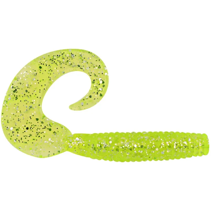 Hurricane Curltail Grub 6" Chartreuse/Silver Flake Qty 8