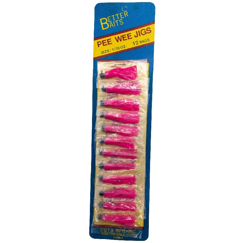 Better Baits Skirted Pee Wee Jig 1/32 oz Pink Card of 12