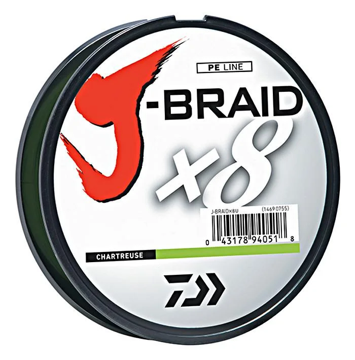 Daiwa J-Braid X8 Braided Line 330 Yards Chartreuse