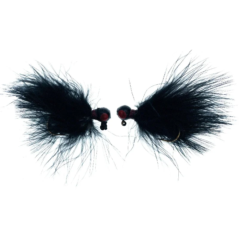 Better Baits Hand-Tied Marabou Jig 1/8 oz Black Qty 2