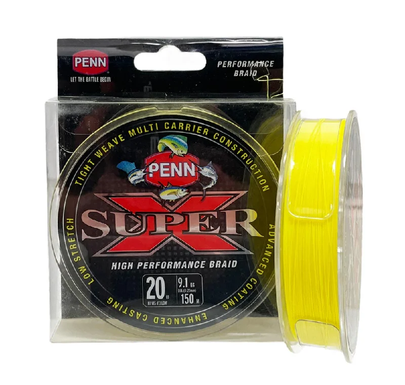 Penn Super X High Performance Braid Hi Vis Yellow 150M