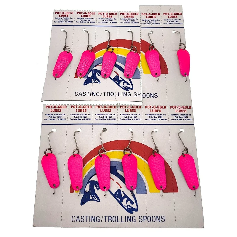 Pot-O-Gold Humpy Special Casting/Trolling Spoons 1/8 Oz Qty 12 Card Hammered Hot Pink