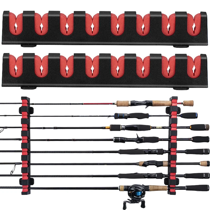 THKFISH Wall Mount Horizontal Fishing Rod Rack - Store 8 Rods