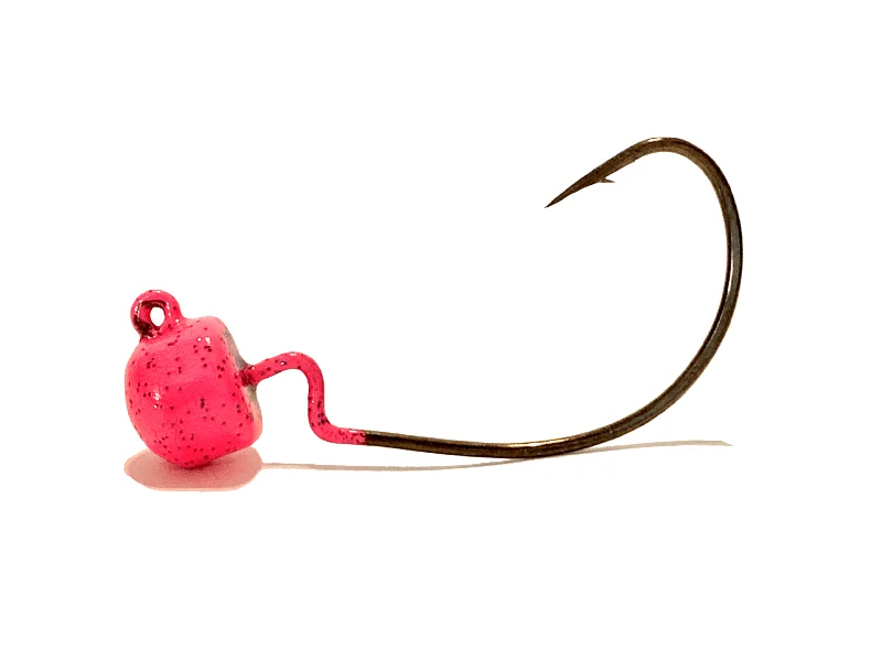 Pink Sparkle EWG Weedless Ned Rig Jig Heads 3pk