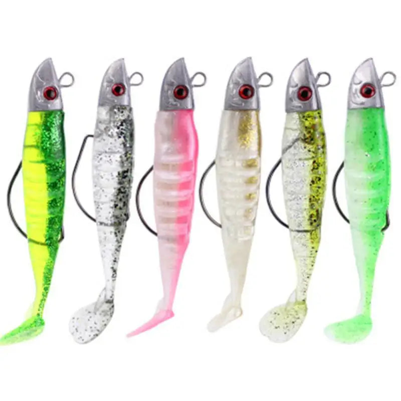 9cm Soft Vinyl Paddle Tails Fishing Lure Kit - 6 Colors