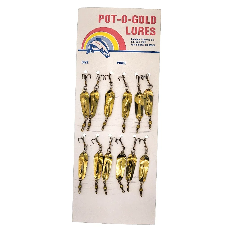 Pot-O-Gold Lures Trolling/Casting Spoons 1/8 Oz Qty 12 Card Gold